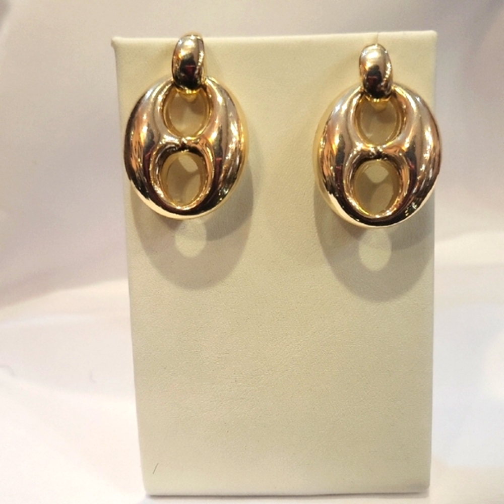 Gold Crescent Abstract Earrings with Open Center